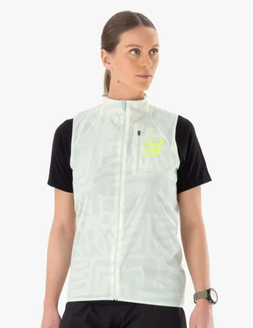 Chaleco Cortavientos Compressport Hurricane Mujer Sugar Swizzle/Ice Flow/Amarillo