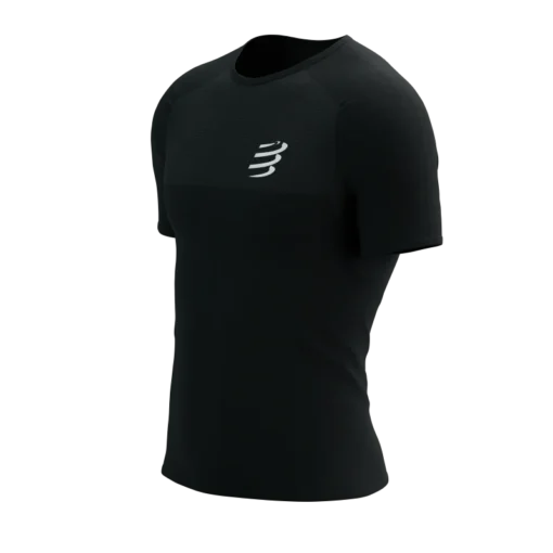 Camiseta de Running Compressport Performance Hombre Negro/Blanco