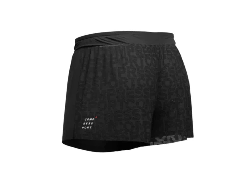 Short de Running Compressport Racing Split Overshort Negro Hombre - Imagen 2