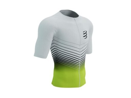 Polera de Triatlón Termorreguladora Hombre Compressport Blanca Verde