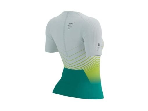 Polera de Triatlón Aero SS Mujer Compressport Blanca Verde - Imagen 2