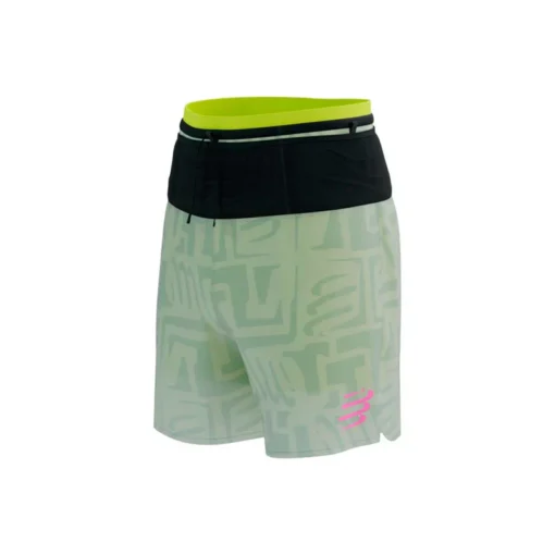 Short Trail Racing 2-In-1 Short M Sugar Swizzle/Ice Flow Safety Yellow - Hombre - Compressport