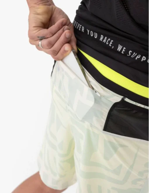 Short Trail Racing 2-In-1 Short M Sugar Swizzle/Ice Flow Safety Yellow - Hombre - Compressport - Imagen 7