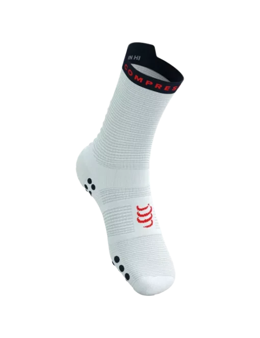 Calcetines Pro Racing Socks RUN HIGH v4.0 White/Dress Blues/Core Red - Compressport - Imagen 2