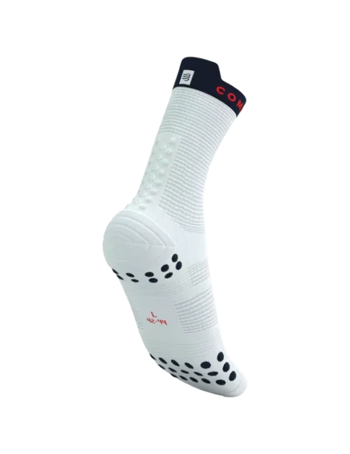 Calcetines Pro Racing Socks RUN HIGH v4.0 White/Dress Blues/Core Red - Compressport - Imagen 3