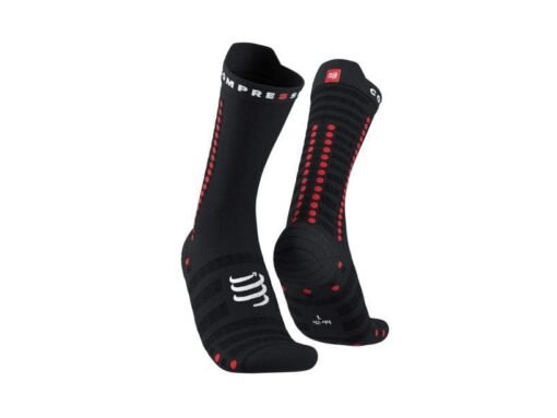 Calcetines de Ciclismo Ultraligeros Pro Racing V4.0 Compressport Negros/Rojos