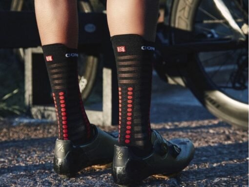 Calcetines de Ciclismo Ultraligeros Pro Racing V4.0 Compressport Negros/Rojos - Imagen 5