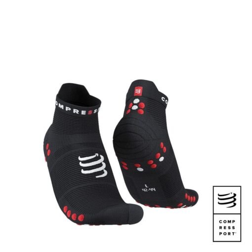 Calcetines de Running Pro Racing V4.0 Cortos Compressport Negros Rojos