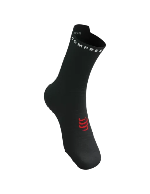 Calcetines Pro Racing Socks RUN HIGH V4.0 Black White/Core Red - Compressport - Imagen 2