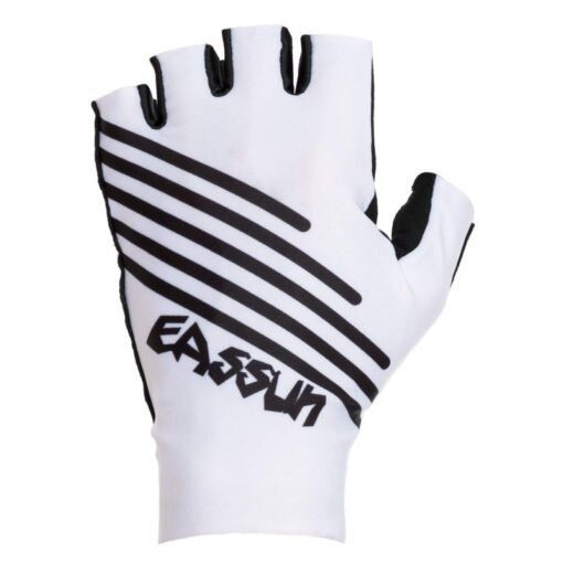 Guantes de Ciclismo Cortos Aero EASSUN, Muy Elásticos, Transpirables y Ajustables Blanco