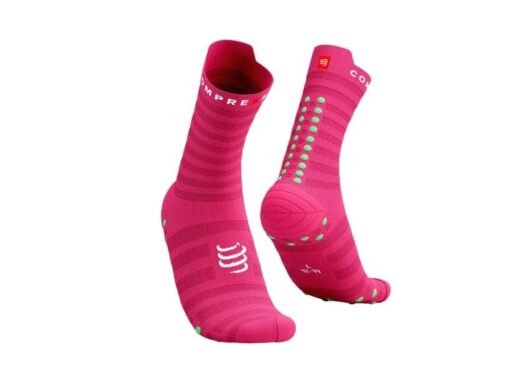 Calcetines de Running Largos Ultraligeros Pro Racing V4.0 Compressport Rosados