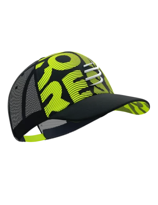 Gorro de Running Trucker Flash - Black/Fluo Yellow Compressport